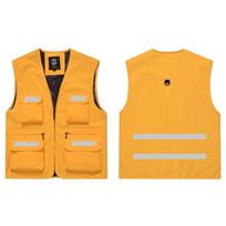 Custom Logo Reflective Work Vest with Multiple Pockets for Men & Women, Suitable for All Seasons and Ideal for Group Purchases & Photography. XL