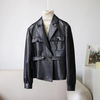 Autumn New Motorcycle Jacket Retro Waist PU Leather Suit Jacket Women 2025 Design Slim S