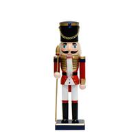 Handmade Christmas Wood Nutcracker with Clear Carvings Ornaments Exquisites Appearance for Food Enthusiasts 26cm/10inch D