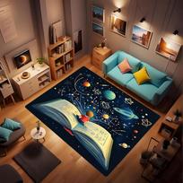 Abstract Book Print Area Rug, Classroom Library Book Lovers Room Floor Mats, Classroom and Library Reading Rugs 40x60CM