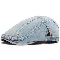 Fashion washed denim beret women's retro British newsboy hat Japanese casual pure cotton forward hat peaked cap men adjustable šviesiai mėlyna spalva