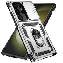 Slide Camera Lens Military Grade Armor Case For Samsung Galaxy S25 Ultra Plus S24FE A16 A06 A26 A36 A56 Holder Ring Stand Cover For Galaxy S25