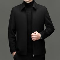 Men's Autumn Winter Thick Woolen Lapel Jacket - Short Dad Style Coat XXL