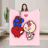 Super šilta antklodė Vaikų iškylai Žmogus-voras ir Kitty Lovos užtiesalai Flanelinė lovatiesė Sofai Kėdei Estetinis sofos-lovos uždangalas 75x90cm black