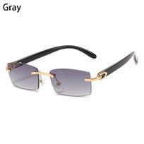Eyewear Gradient Fashion Shades Rimless Rectangle Sunglasses Driving Sun Glasses Punk Sunglasses Gray