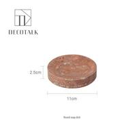 DecoTalk Wabi-sabi Red Travertine Bathroom Washbasin Set with Aromatherapy Tissue Box Tray gray