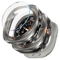 Metalinis dėklas+Grūdinto stiklo plėvelė, skirta Samsung Galaxy Watch Ultra 2026 47mm, Kietas apsauginis dangtelis Galaxy Watch Ultra priedams Galaxy Ultra (2025) gray