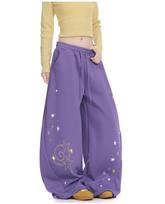 Korean Retro Star Print Jazz Dance Wide-Leg Pants for Women - Winter Slimming Loose Fit L