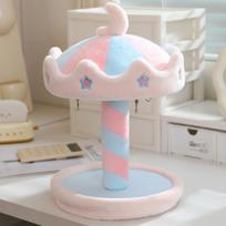 35/45cm Dreamy Rotating Carousel Plush Doll House Display Stand Manual Rotation With Hooks Cotton Dolls Badges Table Decor Gift 35cm 4 hooks