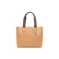 COACH Derby 32 Snap closure Pebbled leather Tote bag Tote bag Shopping bag Shoulder handbag Large size Women's Latte yellow geltona