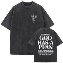 God Has A Plan Vintage Washed T Shirts Jeremiah 29:11 Christian Faith Fans Gift T-shirt Men Women Casual Oversized Cotton Tshirt S įvairiaspalvis