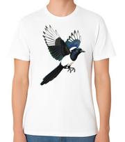 Magpie Bird T-Shirt Realistic Flying Magpie Wildlife Nature Lover Gift Tee S įvairiaspalvis