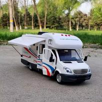 1:28 metalinis prabangus kemperio modelis, žaislinis kemperis, kelioninis automobilis, su garso ir šviesos efektais, berniukui, vaikui, dovana black