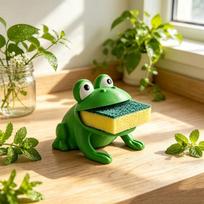Frog-Shaped Sponge Storage Rack, Kitchen Dishwashing Brush Holder, Countertop Cleaning And Draining Organizer,