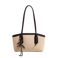 2025 Women's Large-Capacity Retro Shoulder Tote Handbag – New Autumn/Winter Collection Without Pendant pilkšvai balta