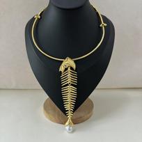 Novelty Design Alloy Big Fish Bone Pendant Choker Necklace For Women  Exaggerated Necklace Jewelry Accessories Gift auksas