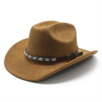 Vintage Tibetan Top Hat Western Cowboy Hat Sun Hat Men'S And Women'S One-Word Top Suede Hat Knight Hat M（56-58cm） black