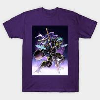 Men Black Print T-shirt Donatello Tmnt No-Cut Heat Transfer Print Cotton Tshirt 2XL