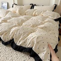 Spring/Summer Hepburn Style Polka Dot Ruffle 4-Piece Bedding Set