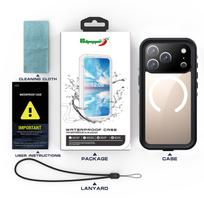 Shellbox IP68 Magnetinis Vandeniui Atsparus Telefono dėklas Plaukimui & Nardymui - Suderinamas su IPhone 17/17AIR/17Pro/17Promax iPhone Air juoda