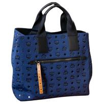MCM Aren Monogram Quilted Letter Tote Bag Shopping Shoulder Bag Unisex tote Blue MMTFSTA03VC001 Basic Set (Bag+Dust Bag)