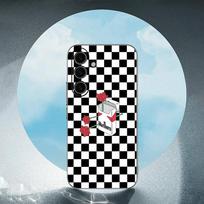 Black white checkered For Samsung Galaxy S25 S24 S23 Ultra S22 S21 Plus S20 Black Soft Silicone Protective Case SamsungS24 black