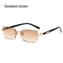 Fashion UV400 Protection Rimless Rectangle Sunglasses Y2K Shades Eyewear for Women & Men