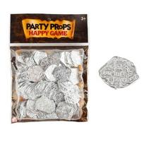 100Pcs Creative Bronze Roman Pirate Gold Coin Halloween Pirate Treasure Coins Plastic Game Currency Toys Party Supplies sidabras