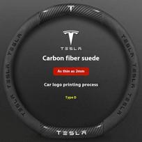 For Tesla Model 3 Model Y Model S Model X Roadster Carbon fiber Suede Leather Anti-slip Car Steering Wheel Cover Accessories