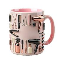 Profesionalaus kirpėjo dizaino keramininė arbatos puodelis su plačia rankena, gėrimo puodelis patogiam laikymui, 11oz 15oz pasirinkimas 15oz beige