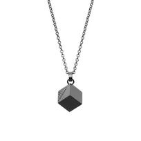Emporio Armani  Rubik's Cube Design Fashionable Hip-Hop Stainless Steel Necklace Men's Premium Gray Dark gray F basic packaging-brand original box pilka spalva