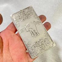 China Exquisite Tibet Silver Carving Zodiac Cattle Pendant Waist Tag CHINA