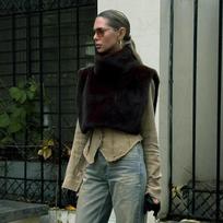 Women's Coats Solid Color Semi-High Neck Fur Vest Sleeveless Tops Autumn Winter S