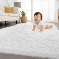 Living Room Carpet, Bedroom Soft Fluffy Plush Floor Mat, Kindergarten Children's Room, Dormitory, Home Decoration 40x60cm 16x24inch gryna balta spalva