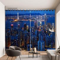 Living Room Space Bedroom Studio Study Home Ornament Window cortinas Draperies for 2 pieces of Cityscape City Night View Draperies ideal 100W130H(CM)40x51in&Rod Pocket