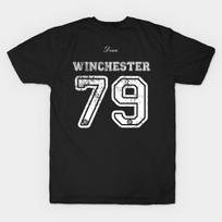 Men Black Print T-shirt Dean Winchester No-Cut Heat Transfer Print Cotton Tshirt 2XL