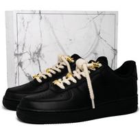 Nike Air Force 1 Black Warrior Abrasion Resistant Low top Skateboard Shoes Unisex Black Gold CW2288-001(Team562-) 36