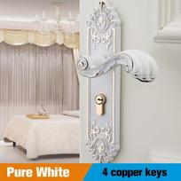 KAK European Style Gold Door Locks with Keys Door Handle Ivory White Security Entrance Door Lock Mute Anti-theft Door Hardware (White,50mm&45mm) balta