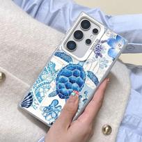 For Samsung Galaxy S25 S22 Ultra Plus S24 S23 Ultra Plus FE S21 FE Laser Protective Phone Case Colorful Painted Sea Turtle Cover Samsung S22
