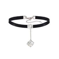 Short Retro Square Zircon Choker Collar Neck Chain Collar Collarbone Chain