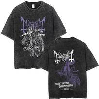 Washed Vintage Rock Band Mayhem De Mysteriis Dom Sathanas Graphic T-shirt Men Women Retro Death Black Metal Gothic Punk T Shirts S įvairiaspalvis