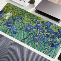 Van Gogo Írisai Meno Ilgas Žaidimų Pelės Kilimėlis Su Neslystančiu Guminės Pagrindo Patvariais Dygsniuotais Kraštais 300x800x2mm black