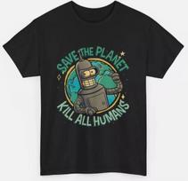 Futurama marškinėliai - Bender marškinėliai - Išsaugokite planetą, žudykite visus žmones T-shirt Gildan L