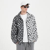 Personalized Color Blocked Stand Up Collar Drawstring Jacket Men's Stand Up Collar Sport Loose Couple Casual Jacket XXXL