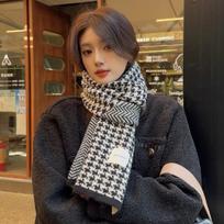 Thousand Bird Grid, Scarf, Women's, Thick, Windproof, Cold Proof, Warm, Neck Protection, Shawl, Knitted Scarf