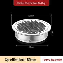 304 Stainless Steel Flat Head Exhaust Vent Cap for Exterior Wall - Louvered Fume Outlet and Breathable Hood