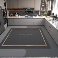 Modern Minimalist Balcony Washable Carpet Large Area Non-slip Floor Mat Anti-oil Anti-fouling Kitchen Rugs Home Pvc Leather Rug 55x120cm