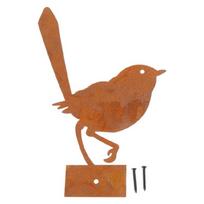 Aged Iron Bird Yard Sculpture Outdoor Decoration Distressed Metal Bird Garden Statue Antique Look Decorative Sculpture