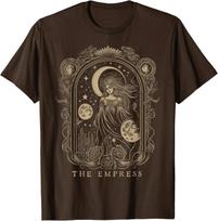 The Empress Tarot Card Occult Witchcraft Graphic Tee Cotton Casual Round Neck T-Shirt for Women S