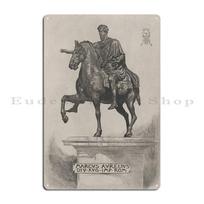 Vintage Marcus Aurelius Statue Illustration 1889 Metal Sign Bar Plaques Club Bar Home Print Tin Sign Poster 20x30cm